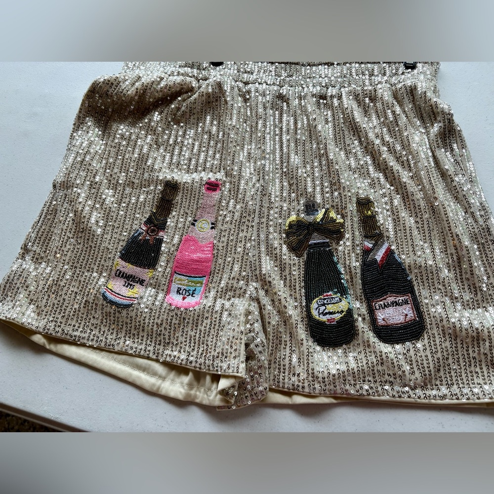 NWT Champagne Sequin High Waist Women's Shorts. Available, L.